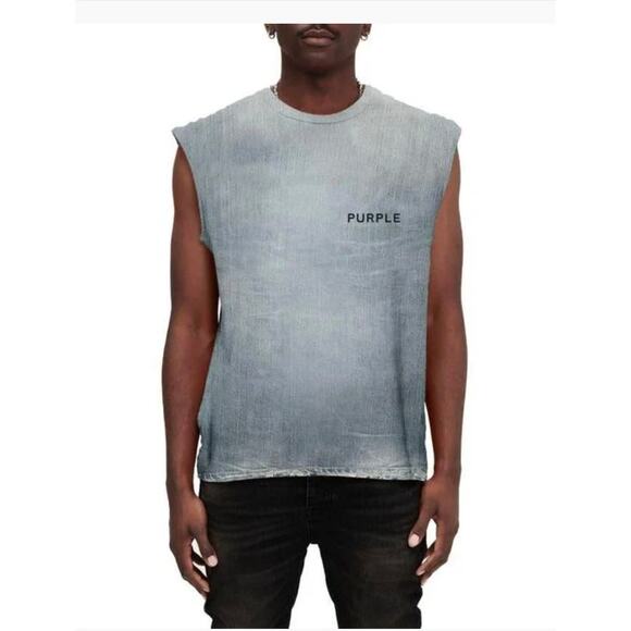 Purple Brand Men's Gray Texture Jersey Sleeveless T-Shirt Small - Picture 1 of 2